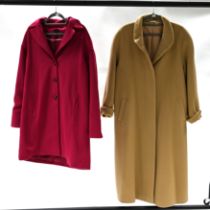 Adriana Papell wool coat in pink with tags- size XL, and Canda wool long coat in Camel colour. Si...