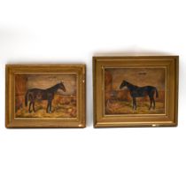 W. Wasdell Trickett (fl. 1921-1939) - Tourist and Jangles: Two Horse Portraits in their Stables. ...