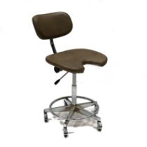 1960's Draughtsman's swivel chair with steel base and light brown vinyl seat and back. Unmarked. ...