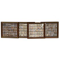 Four frames sets of cigarette cards depicting military soldiers, all with glass backs. Frames 44....