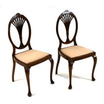 Matching pair of early 20th Century mahogany dining chairs in the manner of Hepplewhite. Boxwood ...