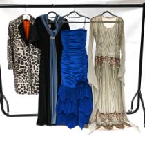 Quantity of vintage fashion- to include house of Nicholas black and blue dress, a John Charles bl...