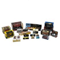 Mixed collection of die cast toy vehicles (many in boxes) together with two House of Valentina po...