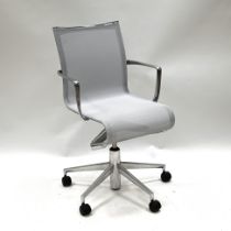 Alias 44 Rolling Frame White Mesh swivel Office chair with polished aluminium base. Designed by A...
