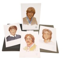 A set of four prints each depicting a portrait of John Lennon by Cynthia Lennon, boxed, published...