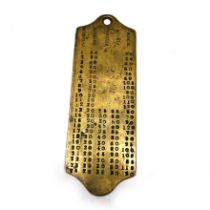 A 19th C brass measurement guide chart believed to have been created by a carpenter or engineer f...