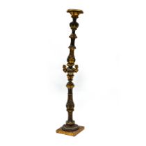 A 19th century Venetian gilt & silvered softwood torchere, the baluster column carved with acanth...