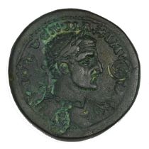 235-238 AD Roman Empire Emperor Maximinus I coin AE 31 Kilikia, Ninika-Klaudiopolis. Obverse: lau...