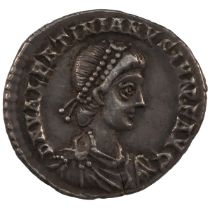 375-392 AD Roman Empire, Valentinian II silver Siliqua. Obverse: 'D N VALENTINIANVS IVN P F AVG' ...