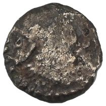 c710-c760 Early Anglo-Saxon Secondary Phase silver series G Sceat, type 3a (S 800). Obverse: diad...