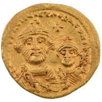 616-625 AD Byzantine Empire gold Solidus of Heraclius and Heraclius Constantine III. Obverse: fac...