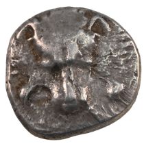 380-340 BC Dynasts of Lycia, Pericles silver 1/3 Stater. Obverse: facing lion scalp. Reverse: tri...