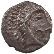 65-64 BC Celtic, Iceni silver Unit (S 434). Obverse: stylised head facing right. Reverse: abstrac...