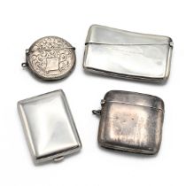 A Victorian silver pocket card case, along with a silver match case and two silver vesta cases, 1...