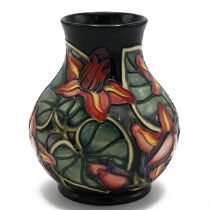 Moorcroft "Palmata" vase by Shirley Hayes, copyright 1999. Shape/Size: 869/6. Height 16cm, Diamet...