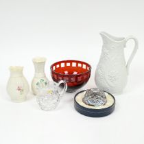 Collection of Glass and Ceramics to include a Portmeirion parian ware jug, a Sperrin Crystal jug,...
