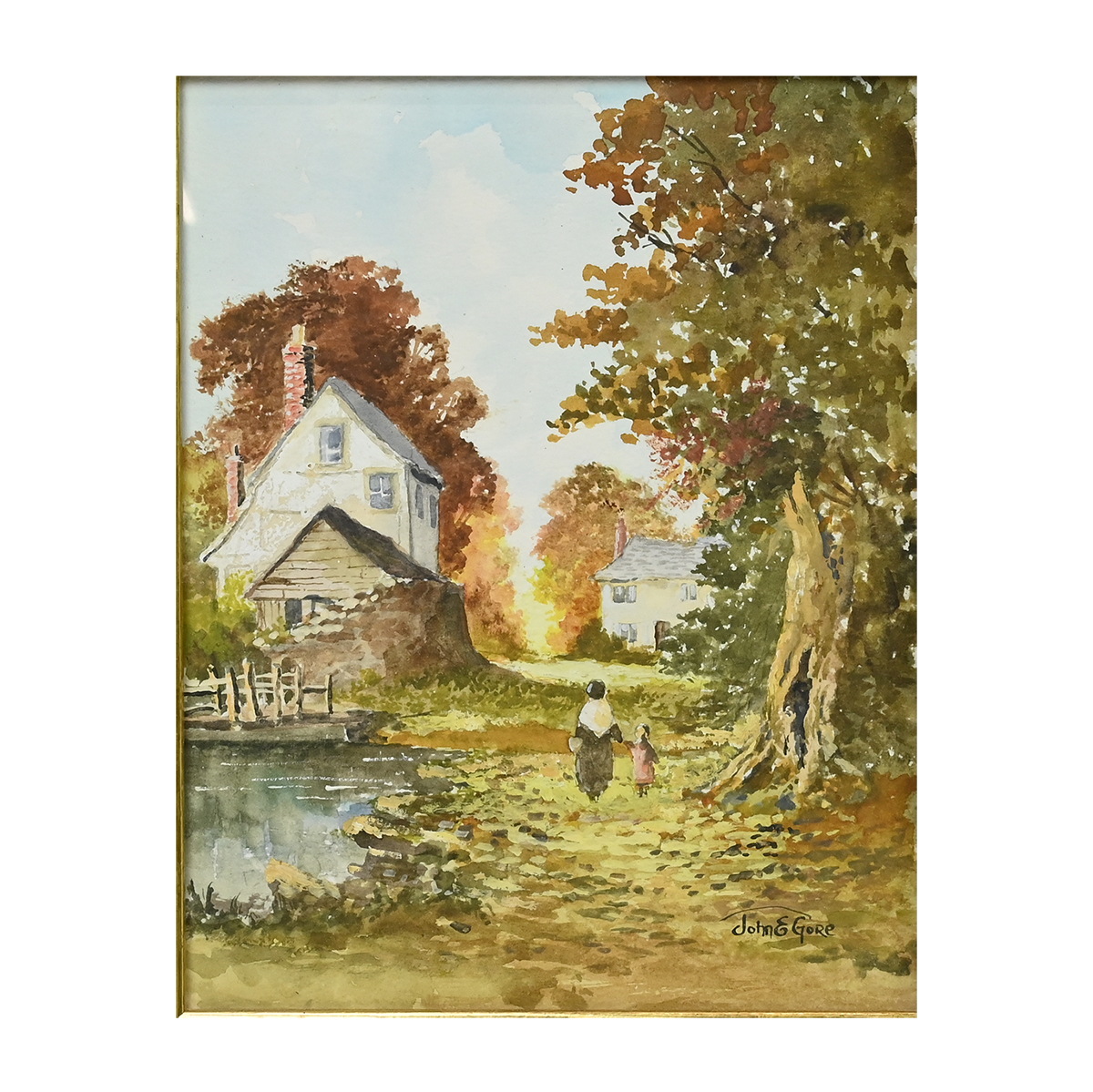 John E. Gore (1944-2022) - Five countryside scenes with rustic cottages, watercolours, three sign... - Image 4 of 12