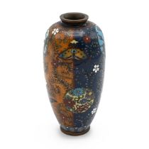 Japanese Meiji Period (1868-1912) miniature Nagoya cloisonné vase of high shouldered baluster for...