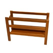 Mid Century teak magazine rack of two compartments. H 36cm, W 51cm, D 21cm.