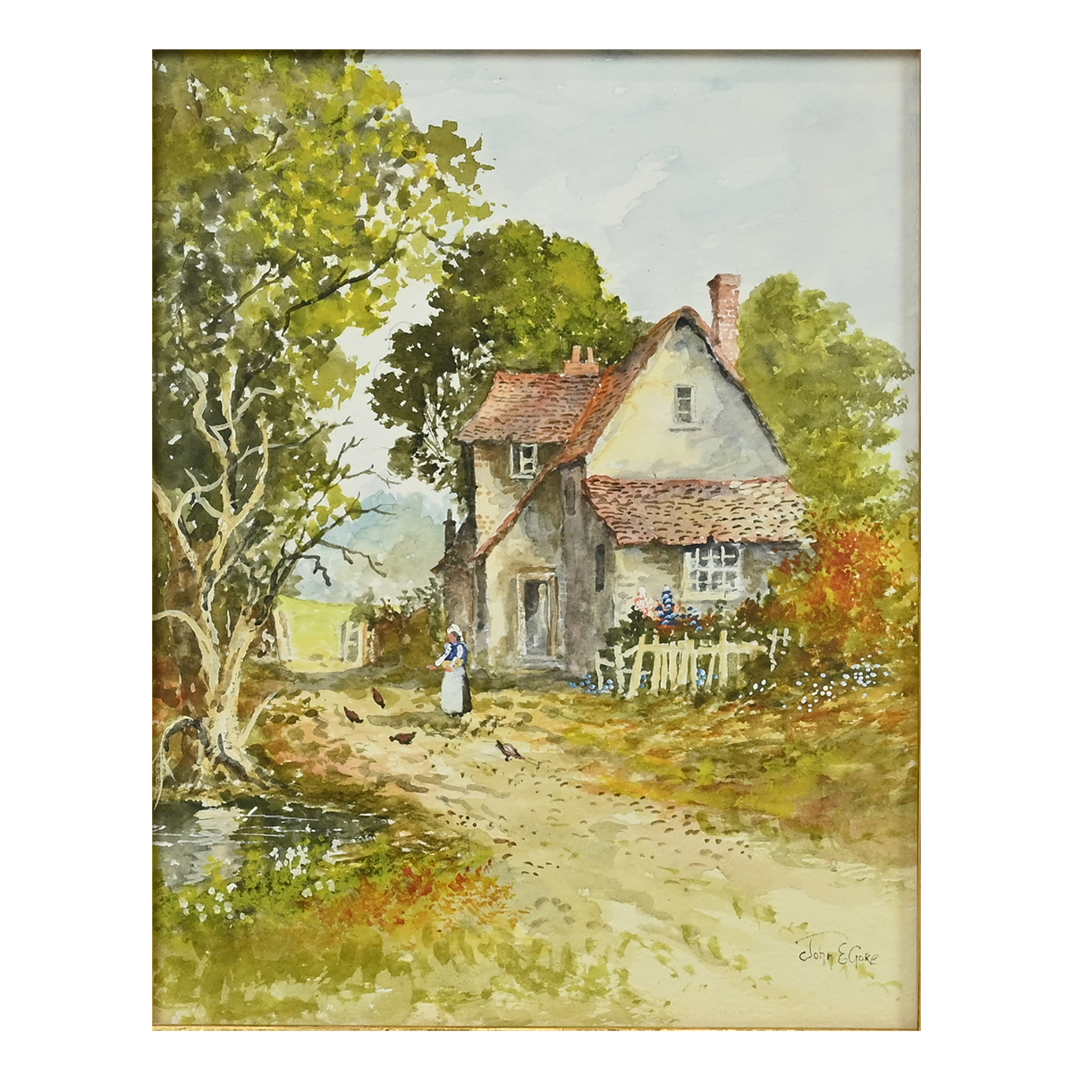 John E. Gore (1944-2022) - Five countryside scenes with rustic cottages, watercolours, three sign... - Image 3 of 12