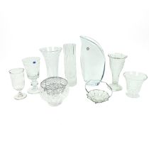 A collection of 20th century glassware including: an early 20th century Celery vase with folded r...