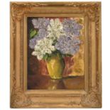 A Still life of Delphiniums, oil on canvas laid down on panel, signed by W. Wyse, 29cm x 22.5cm, ...