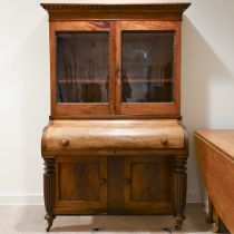 A mid 19th Century mahogany Secrétaire bookcase converted from a piano or, more likely, a pianola...