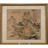 Chinese School, early 20th Century – A Mountainous Scene, watercolour on silk, 19.2cm X 21.1cm, o...