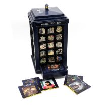 Doctor Who - Danbury Mint Doctor Who Tardis revolving pin badge holder, complete with 60 Doctor W...