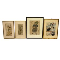 Tokokuni Utagawa III (1785-1864) - three woodcuts, including 'Kunisada' (The Geishi Girl), woodcu...