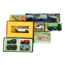 Mixed box vintage toys. Including boxed and loose Corgi Cars, carded 007 James Bond guns, vintage...