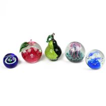 Five glass paperweights to include a Caithness Marquee Designer "Jellyfish", Caithness "Miniature...