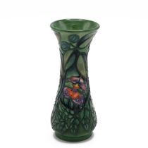 Moorcroft "Rain Forest" vase by Sally Tuffin, 1993. Shape/Size: 364/5. Height 13cm, Diameter 5.5cm.