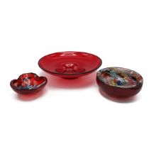 20th Century glass to include two Murano Tutti Frutti glass bowls (diameter 16.5cm and 13cm) toge...