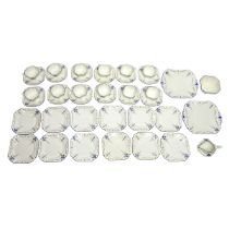 Shelley  Blue Iris pattern part tea set comprising 12 each of Cups, saucers and templates, 2 sand...