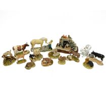 Thirteen resin figurines comprising 5 x Border Fine Arts, 5 x Teviotdale, one x each of Hereditie...