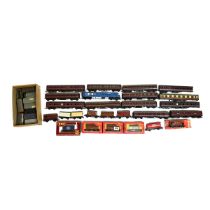 Box of 00 gauge carriages, rolling stock & Pullman train. Hornby, Tri-ang , Bachmann and others. ...