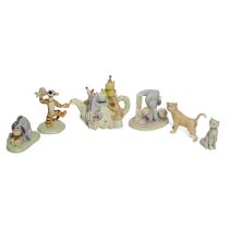 A large collection of Disney Lennox Winnie the Pooh ceramics to include money box, Aristocats, te...