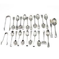 A collection of silver flatware to include various teaspoons, sugar nips and other items, 514 grams