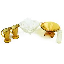 Collection of mid-century glassware to include: a Brockwitz of Dresden clear glass Serpent Handle...