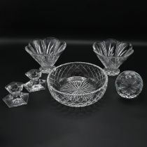 A collection of 20th century cut glass items to include: A Royal Brierley bowl in presentation bo...