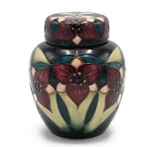 Moorcroft "Trillium Nivale" ginger jar with lid by Nicola Slaney, 2001. Shape/Size: 769/6. Height...