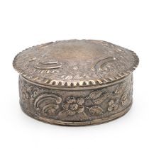 A Victorian silver box and cover, with embossed decoration throughout and vacant cartouche, Londo...