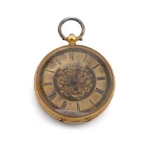 Antique French 18ct gold pocket watch movement and dial marked 'Etienne Mathey, Chaux de Fonds'. ...