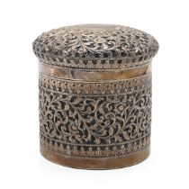 An Indian silver box and cover, decorated throughout with foliage, 9.5cm high, 185 grams