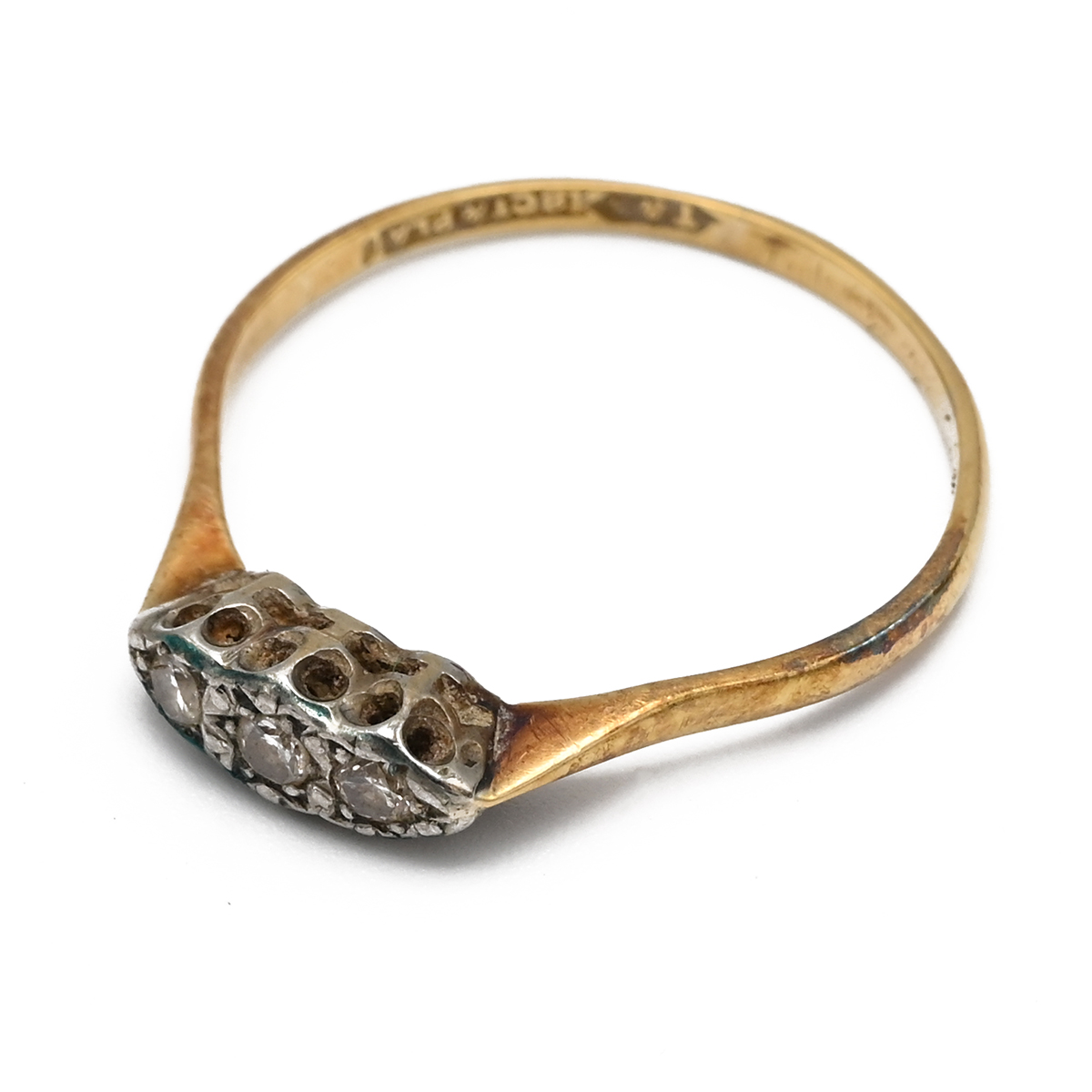 A 22ct gold weddding band later coverted to three stone ring, 2.47, along with two 18ct gold and ... - Image 11 of 11