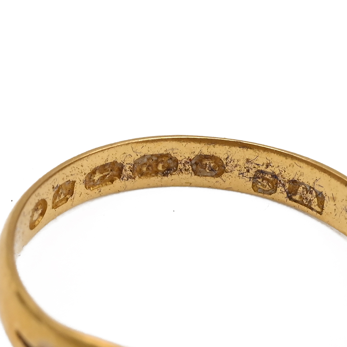 A 22ct gold weddding band later coverted to three stone ring, 2.47, along with two 18ct gold and ... - Image 5 of 11