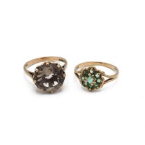 A 9ct yellow gold and smokey quartz dress ring, London 1976, ring size L, total gross weight appr...