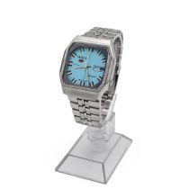 Gents Seiko 5 Automatic octagonal case wristwatch. Baby blue dial, 35mm movement. Ref no 7009-206...