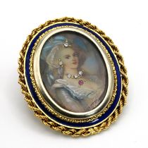 A habille miniature set in an 18 carat gold pendant brooch mount, 4cm by 3.4cm, 10.8 grams gross....
